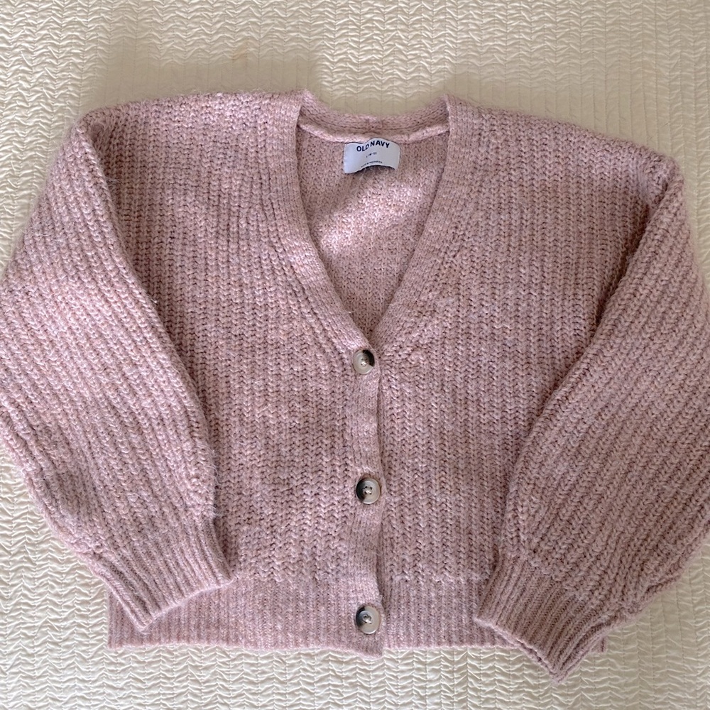 Old Navy girls cropped cardigan, mauve pink, L